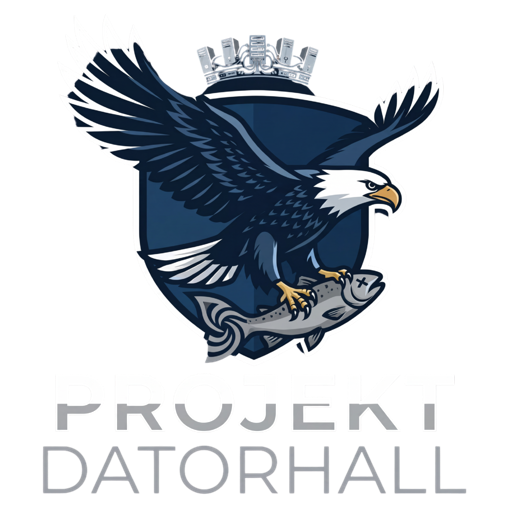 Projekt Datorhall logo — eagle carrying a fish, symbolizing recovery of lost assets